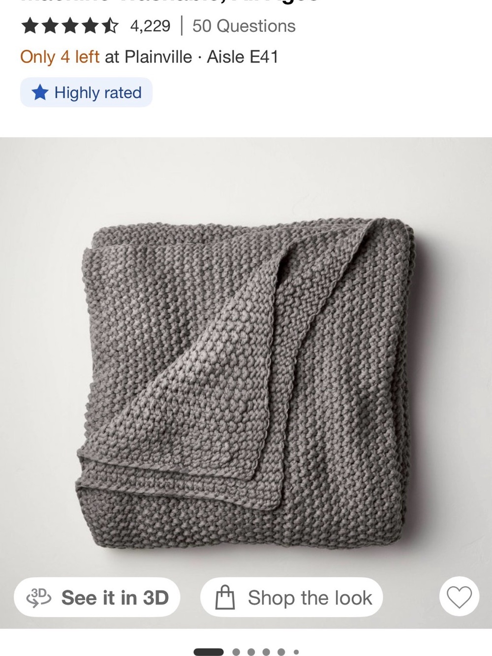 NWOT Casaluna Chunky Knit Throw Blanket - Dark Gray - King